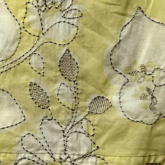 cAbi size M butter yellow floral print lightweight embroidery semi sheer top - Picture 4 of 9